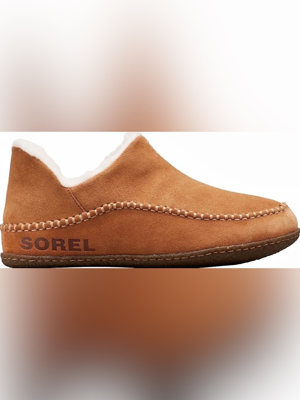 Sorel Manawan Tan Suede Moccasin Slippers Wool Lining Rubber Sole Mens 12 Utilit